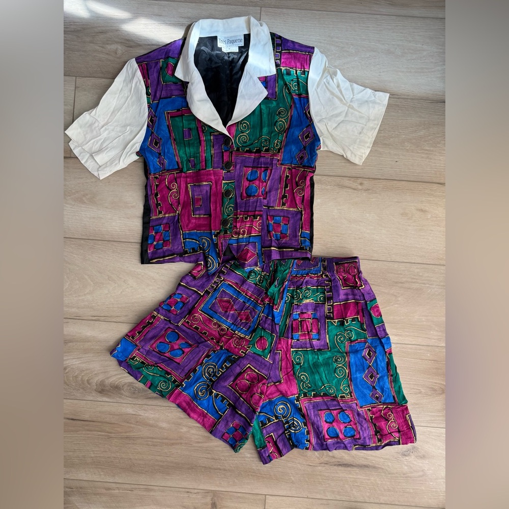 Vintage Très Paquette 90s Set M | Bold Geometric Colorblock Matching Set